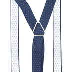 Navy and White Dot Braces with Button Hole - 25mm