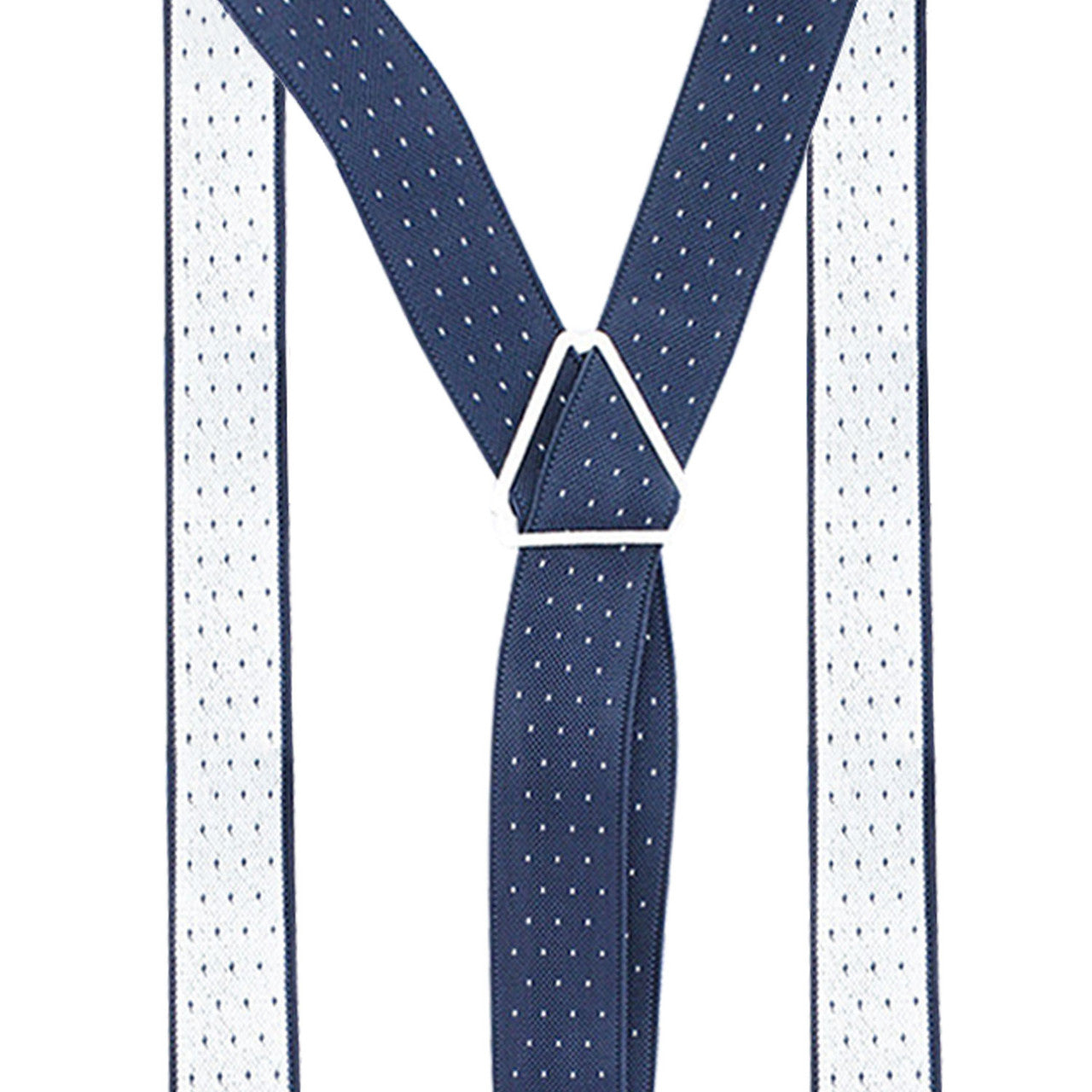 Navy and White Dot Braces with Button Hole - 25mm
