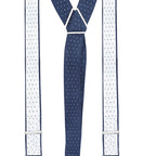 Navy and White Dot Braces with Button Hole - 25mm