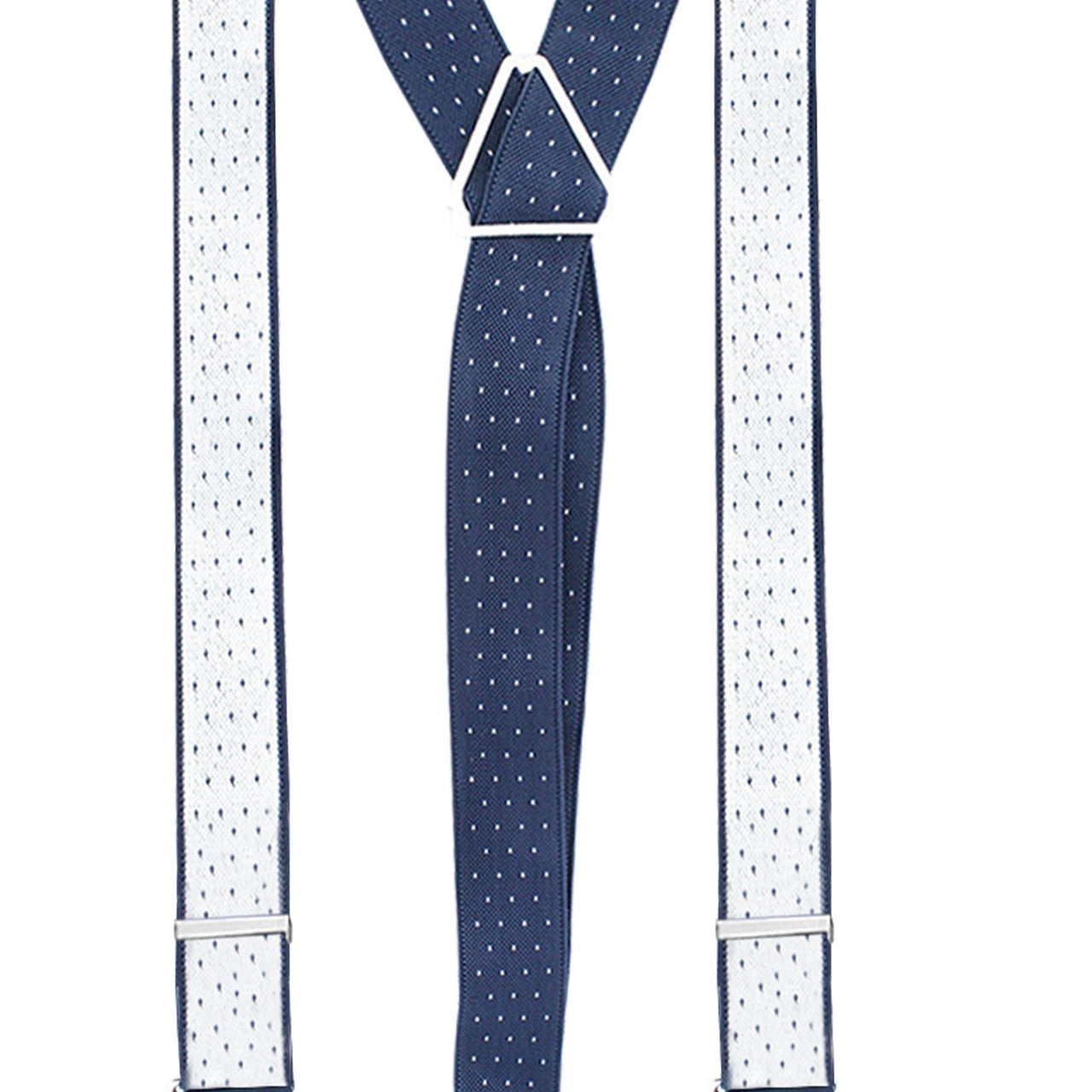 Navy and White Dot Braces with Button Hole - 25mm
