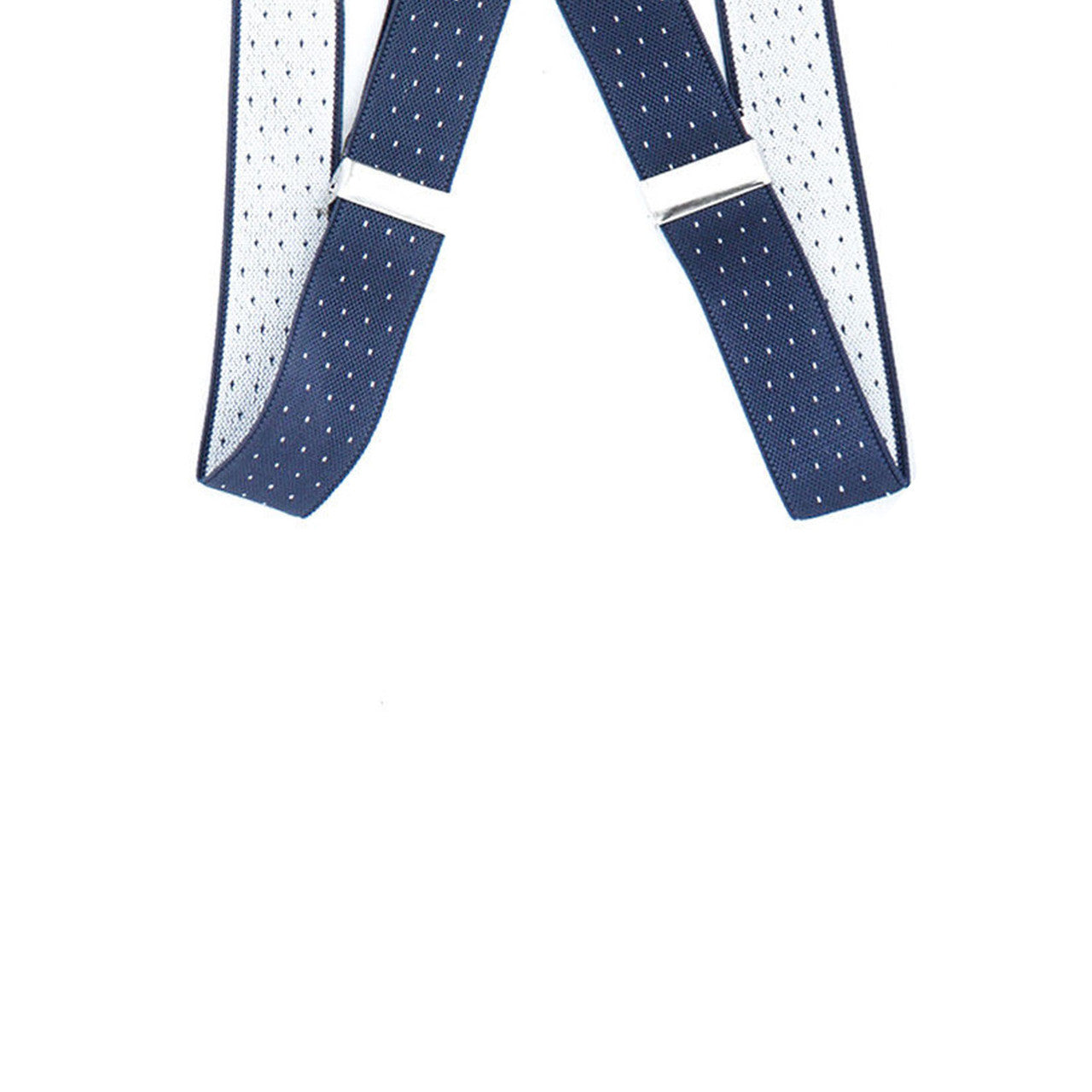 Navy and White Dot Braces with Button Hole - 25mm