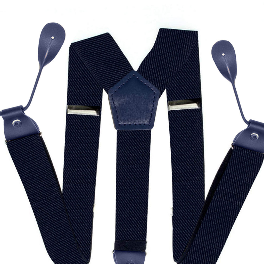 Navy Braces with Button Hole - 25mm (Centre Piece PVC)