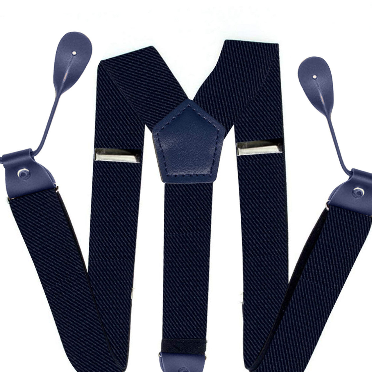 Navy Braces with Button Hole - 25mm (Centre Piece PVC)
