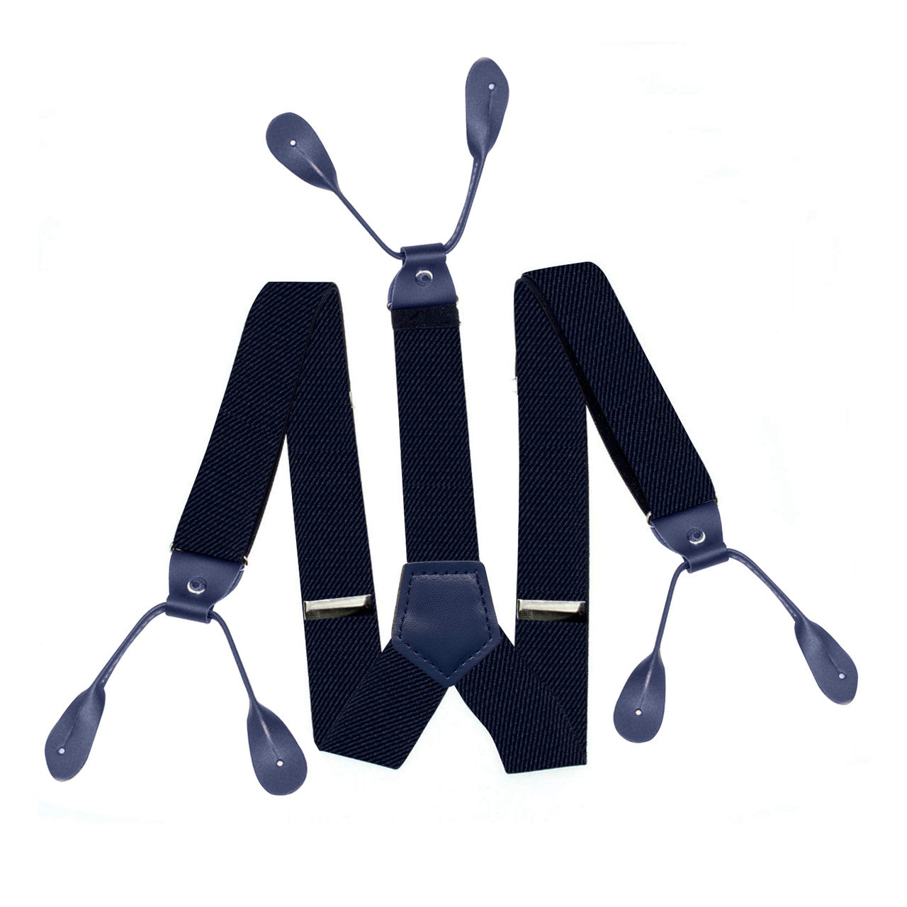 Navy Braces with Button Hole - 25mm (Centre Piece PVC)