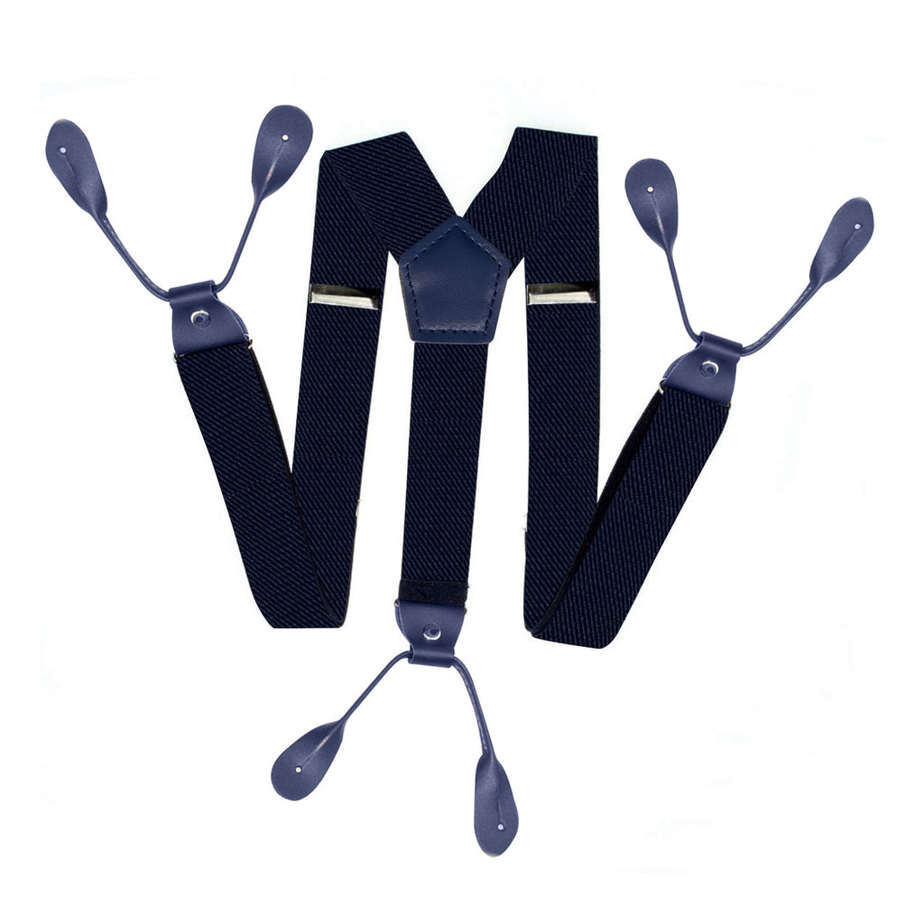 Navy Braces with Button Hole - 25mm (Centre Piece PVC)