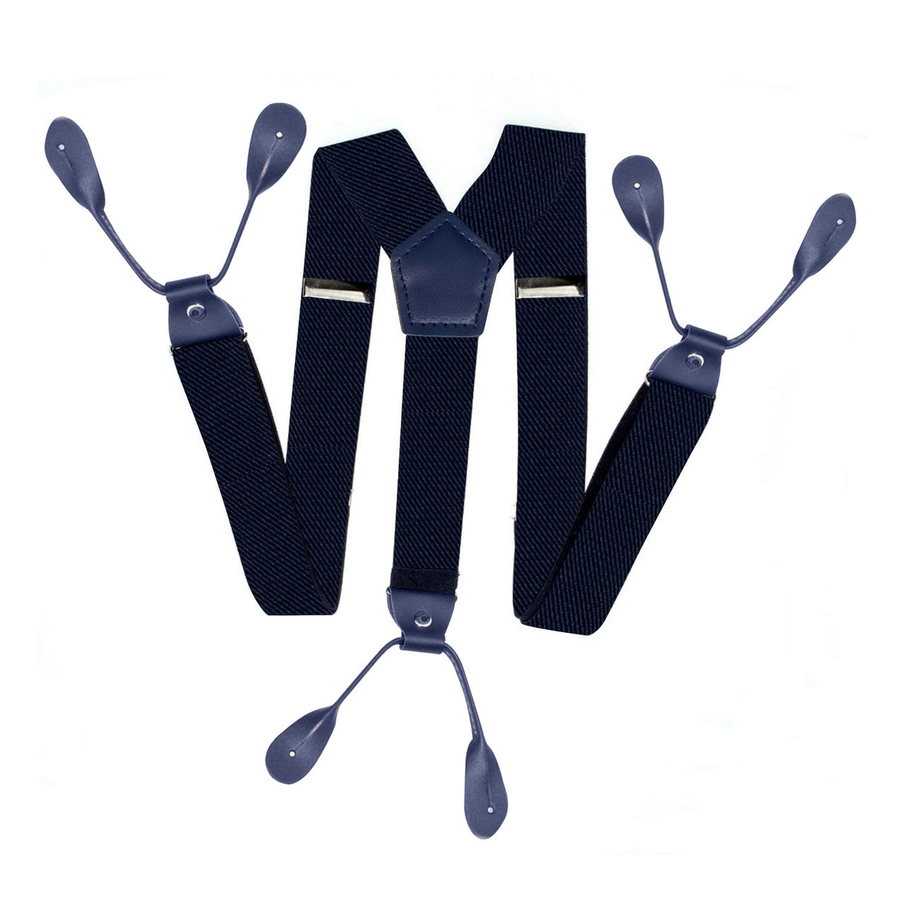 Navy Braces with Button Hole - 25mm (Centre Piece PVC)