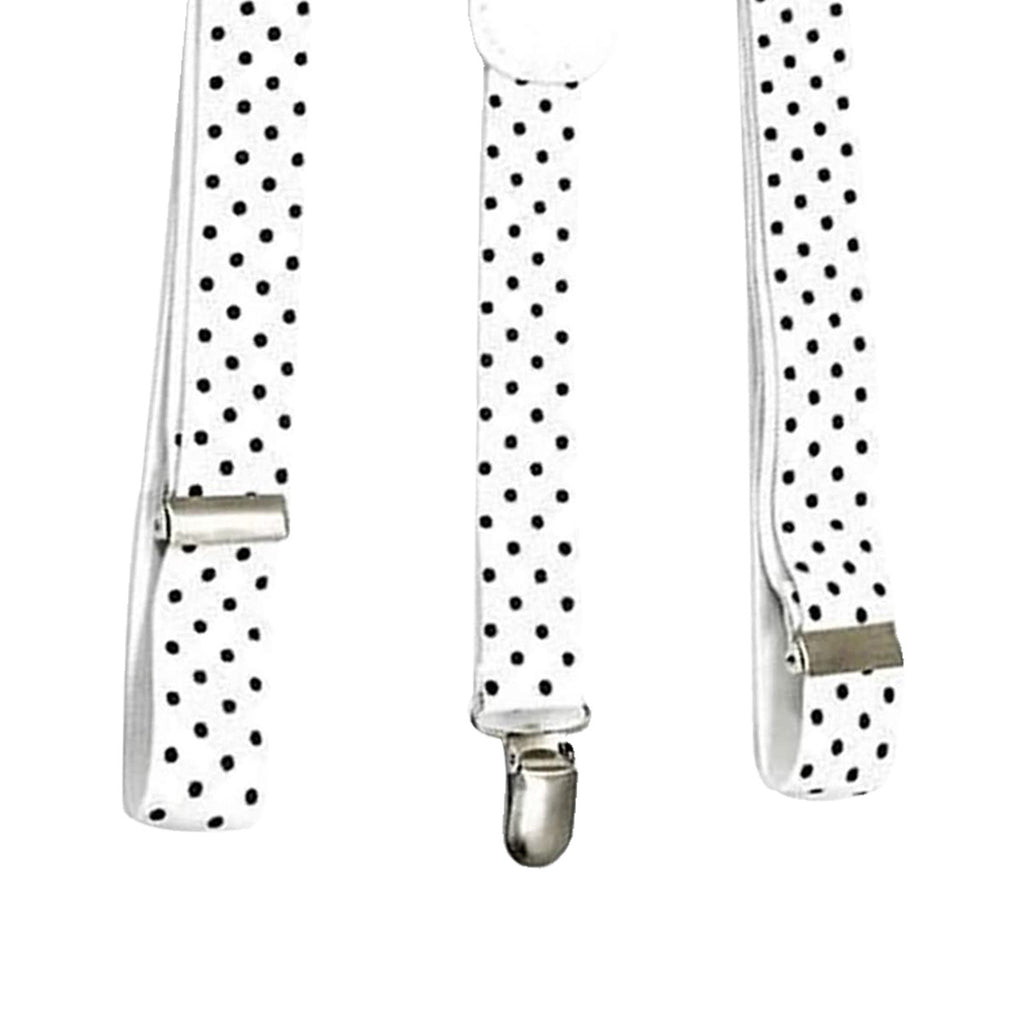 White and Black Dot Braces with Clip On - 25mm