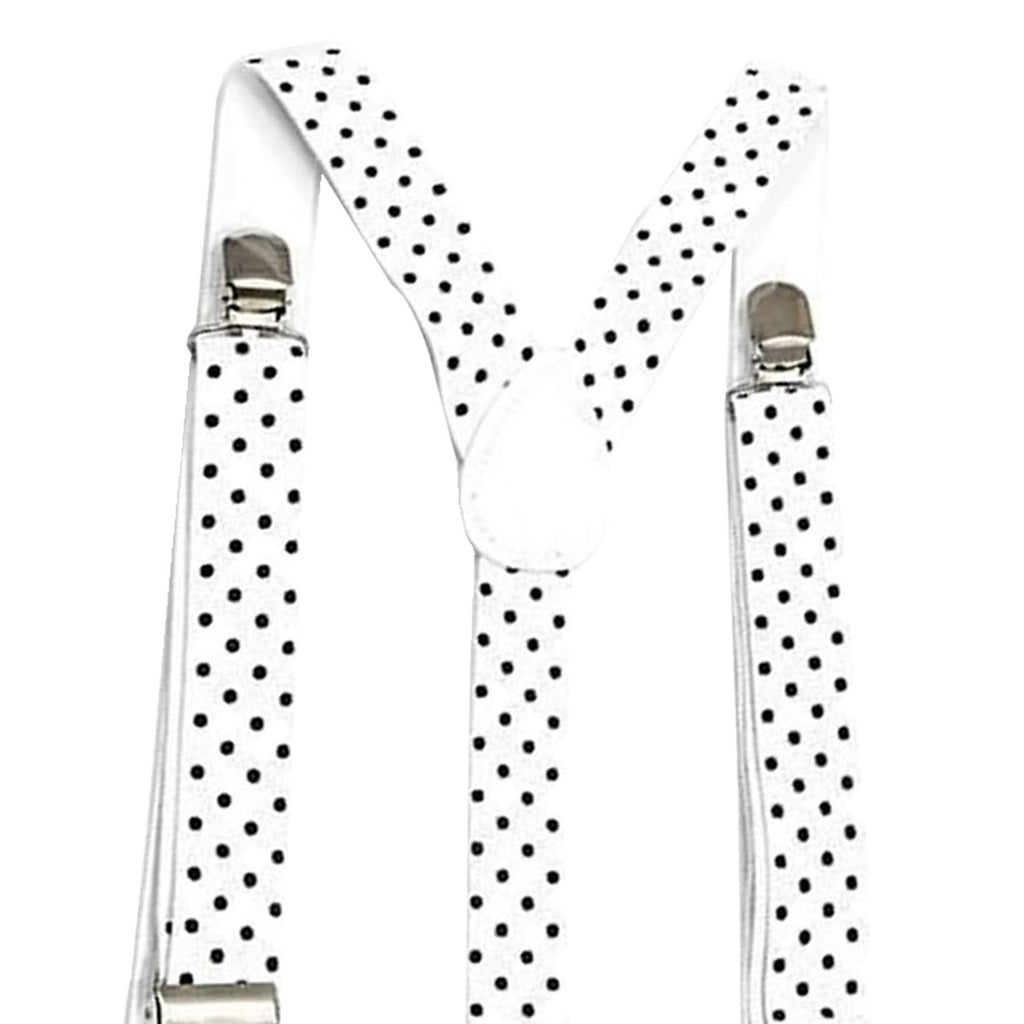 White and Black Dot Braces with Clip On - 25mm