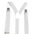 White and Black Dot Braces with Clip On - 25mm