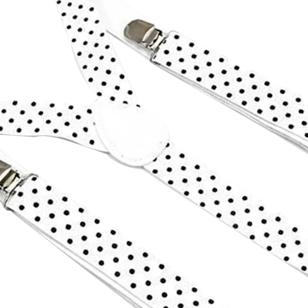 White and Black Dot Braces with Clip On - 25mm