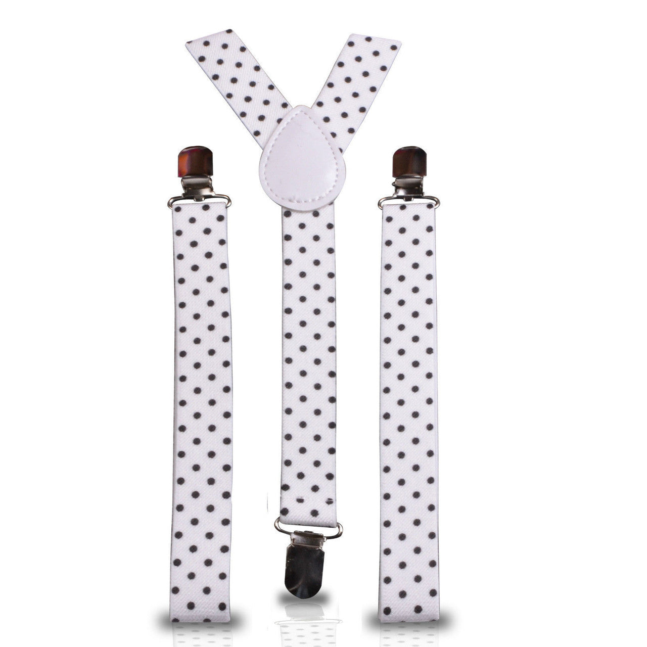 White and Black Dot Braces with Clip On - 25mm