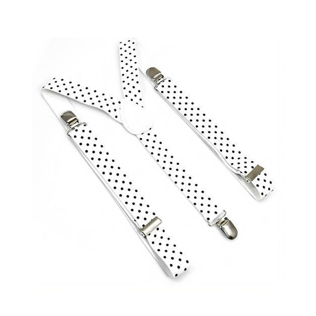 White and Black Dot Braces with Clip On - 25mm