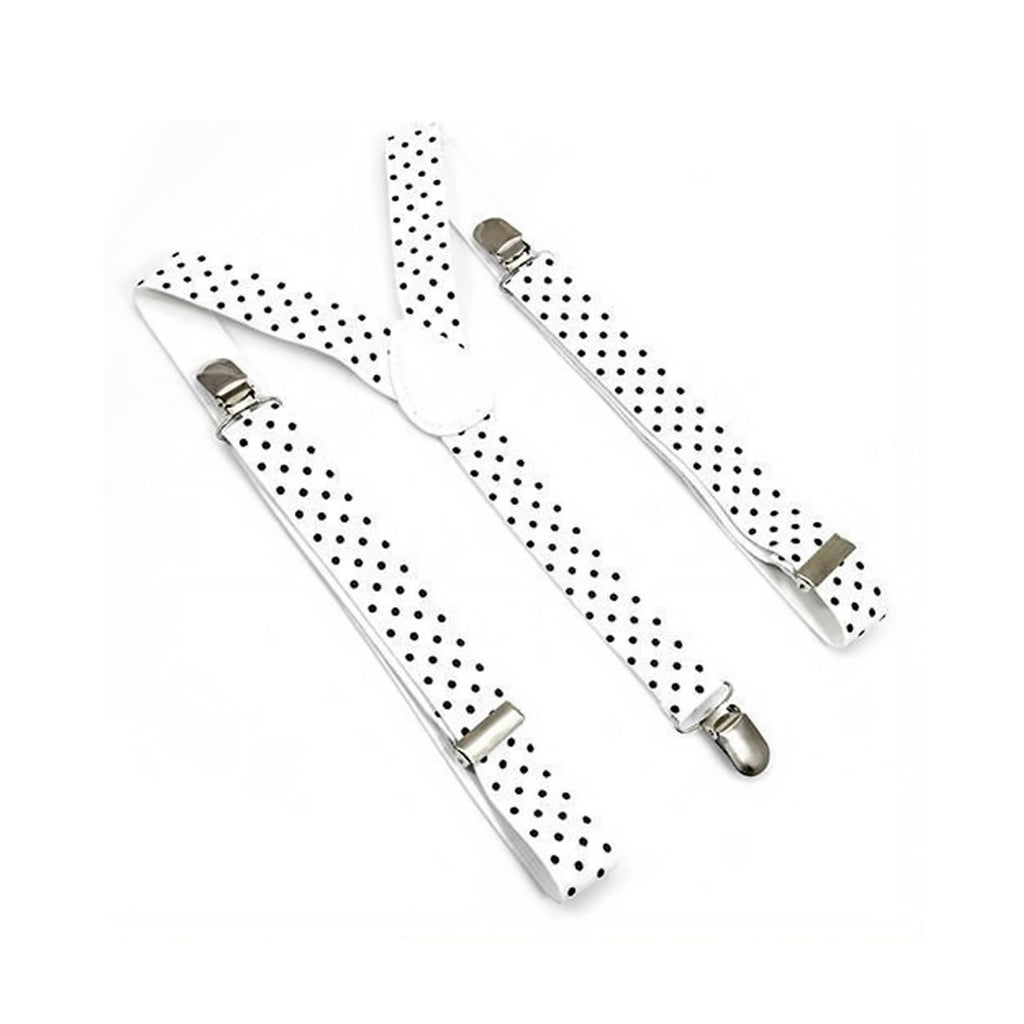 White and Black Dot Braces with Clip On - 25mm