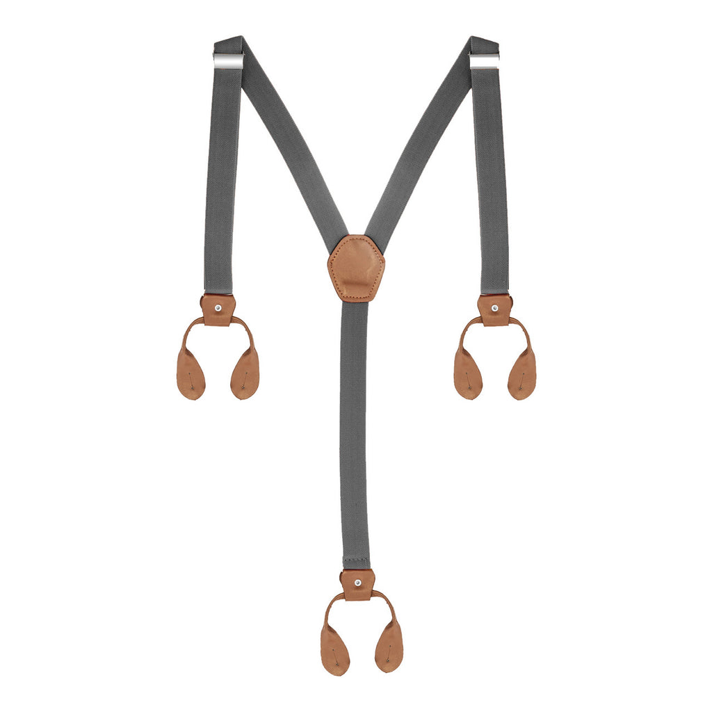 Grey Braces with Button Hole - 25mm