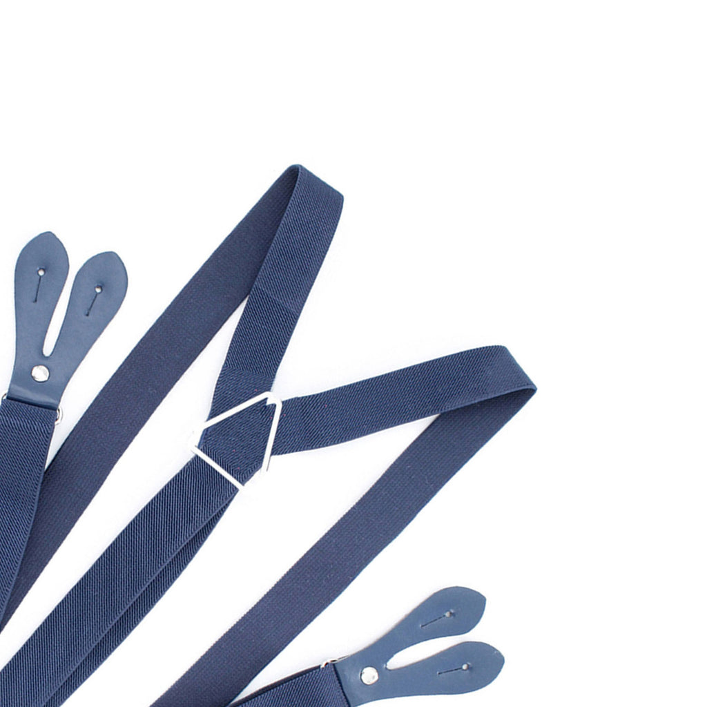 Navy Braces with Button Hole - 25mm
