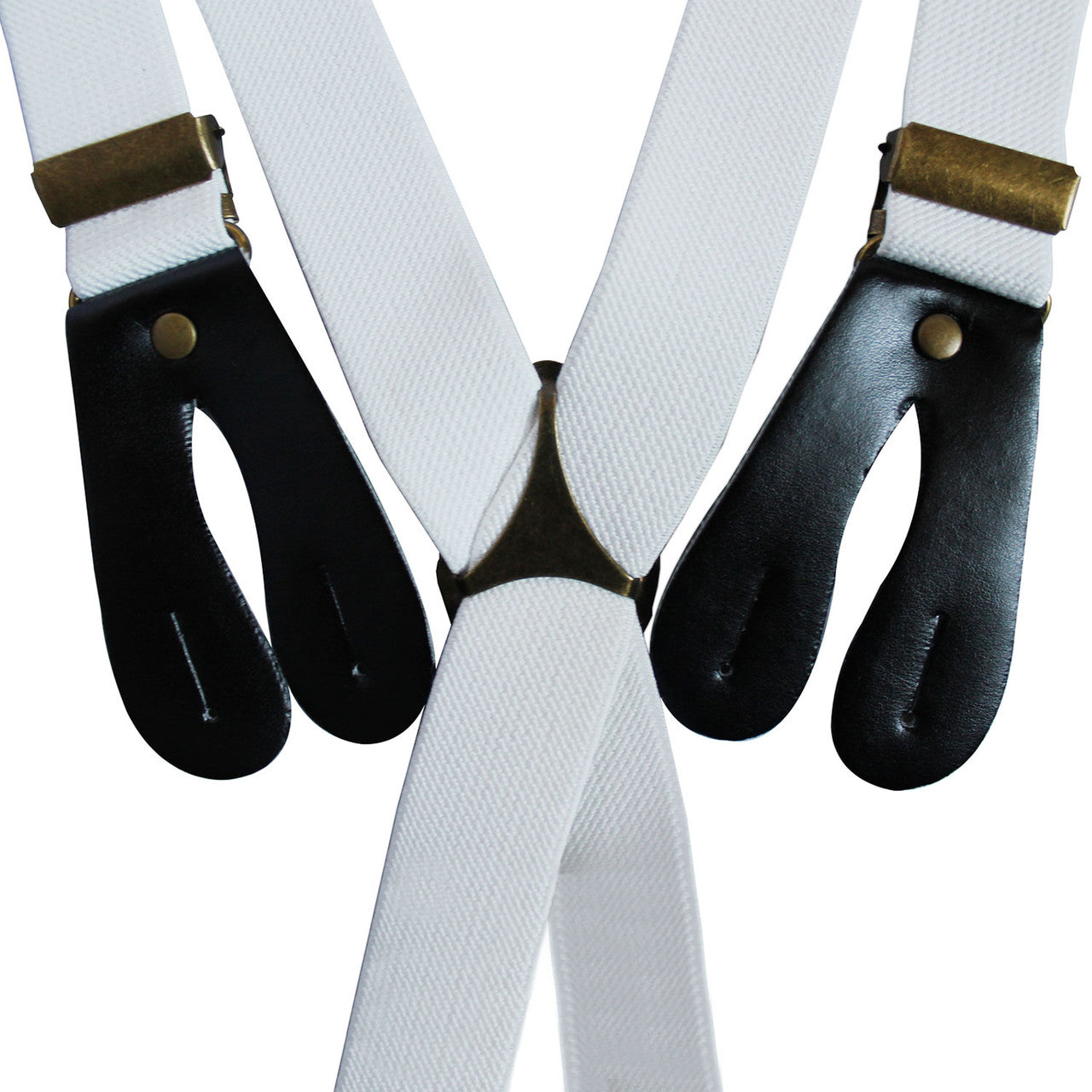 White Braces with Button Hole - 25mm
