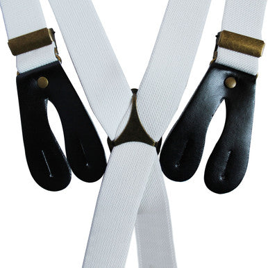 White Braces with Button Hole - 25mm