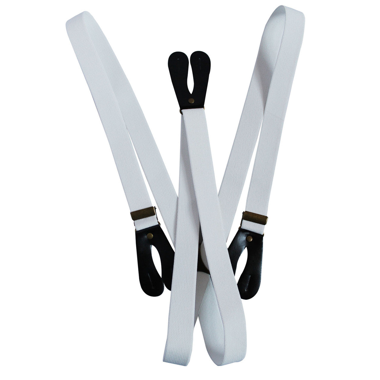 White Braces with Button Hole - 25mm
