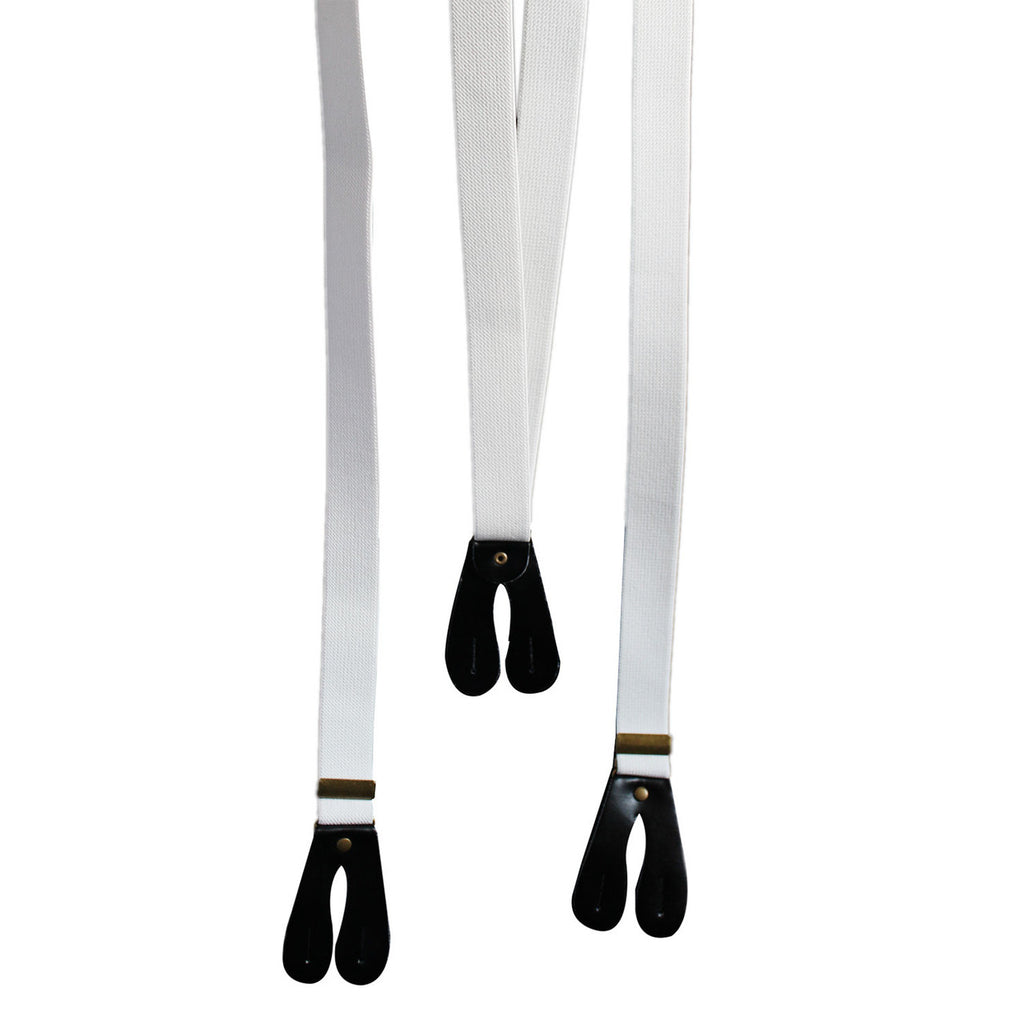 White Braces with Button Hole - 25mm
