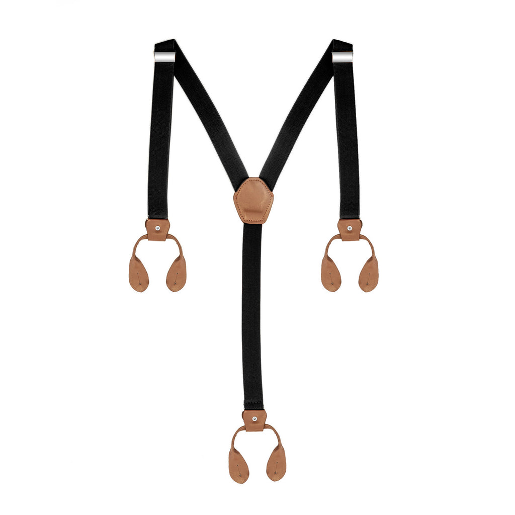 Black and Brown Braces with Button Hole - 25mm