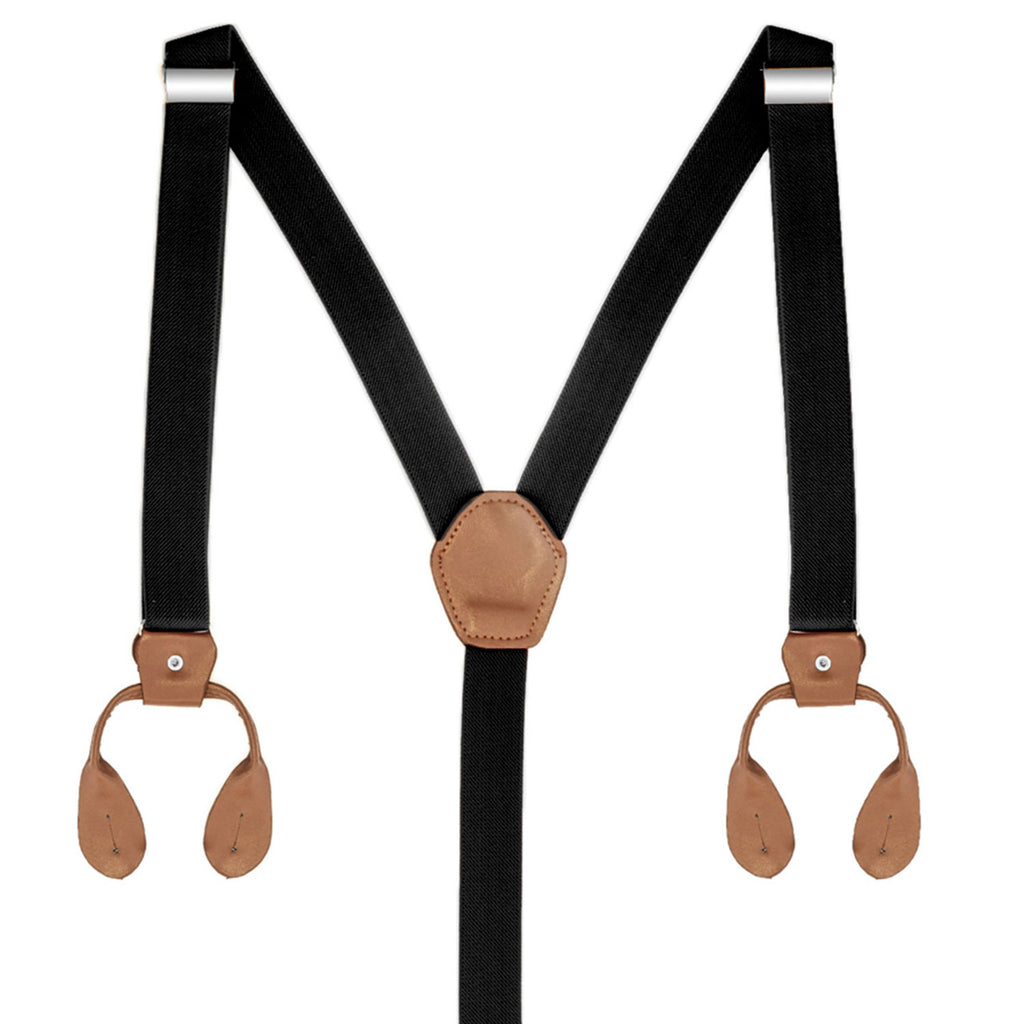 Black and Brown Braces with Button Hole - 25mm