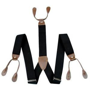 Black and Brown Braces with Button Hole - 25mm