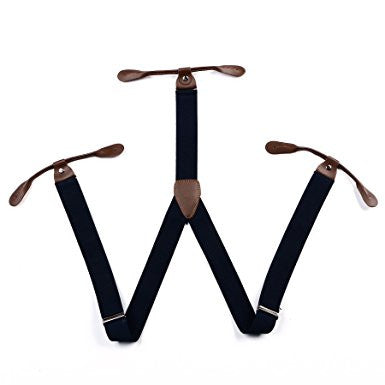Black and Brown Braces with Button Hole - 25mm