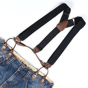Black and Brown Braces with Button Hole - 25mm