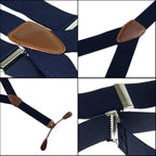 Navy and Brown Braces with Button Hole - 25mm