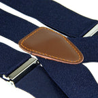 Navy and Brown Braces with Button Hole - 25mm