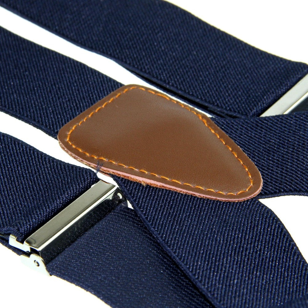 Navy and Brown Braces with Button Hole - 25mm