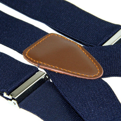 Navy and Brown Braces with Button Hole - 25mm
