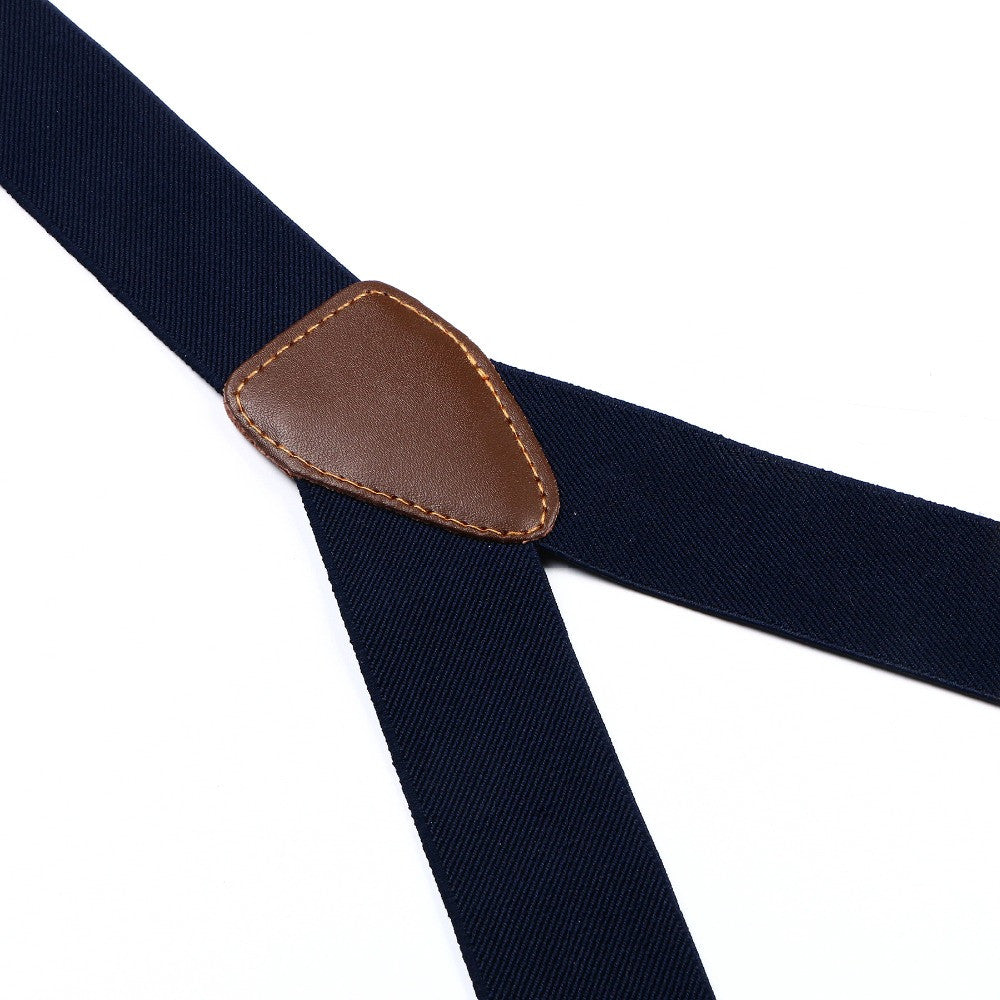 Navy and Brown Braces with Button Hole - 25mm