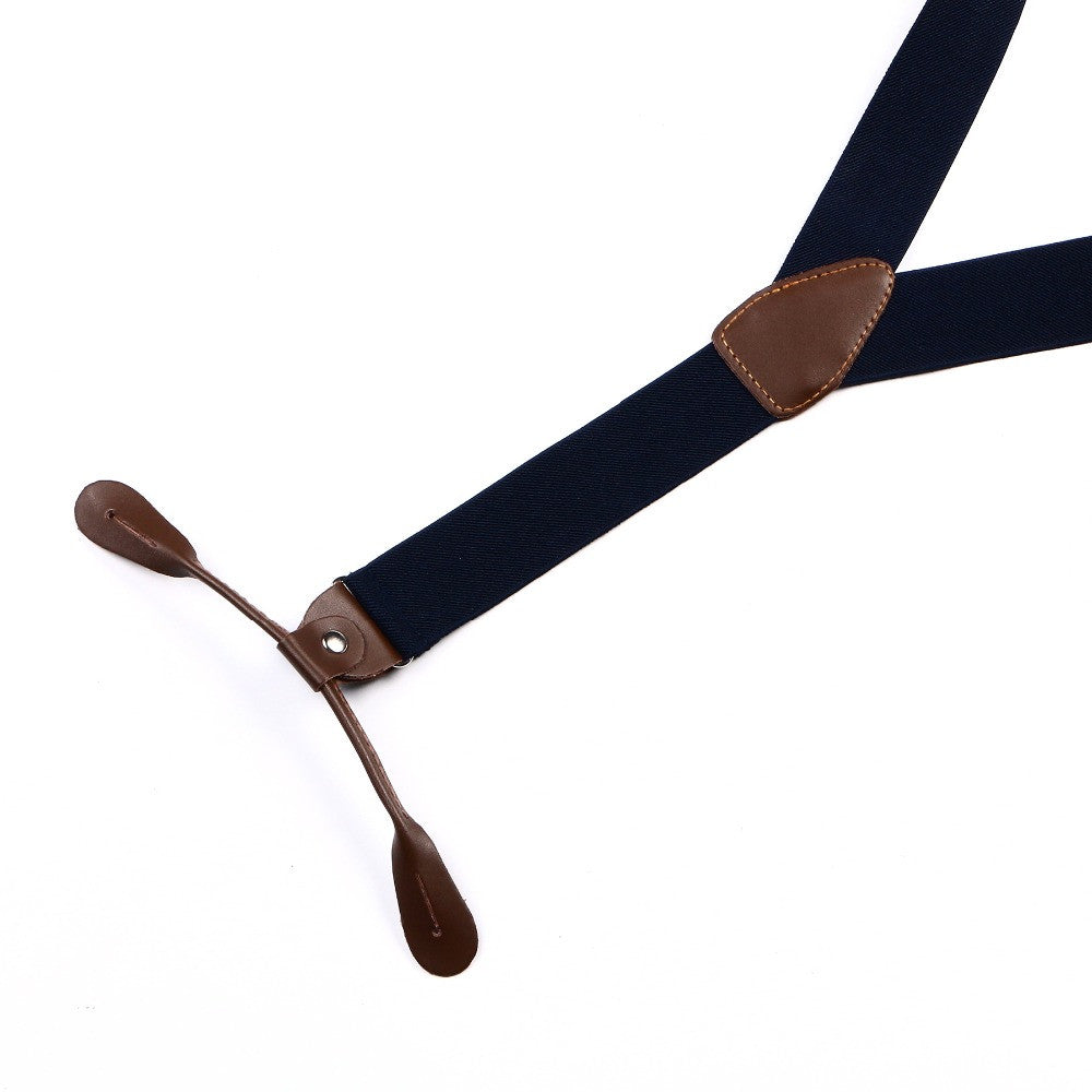 Navy and Brown Braces with Button Hole - 25mm