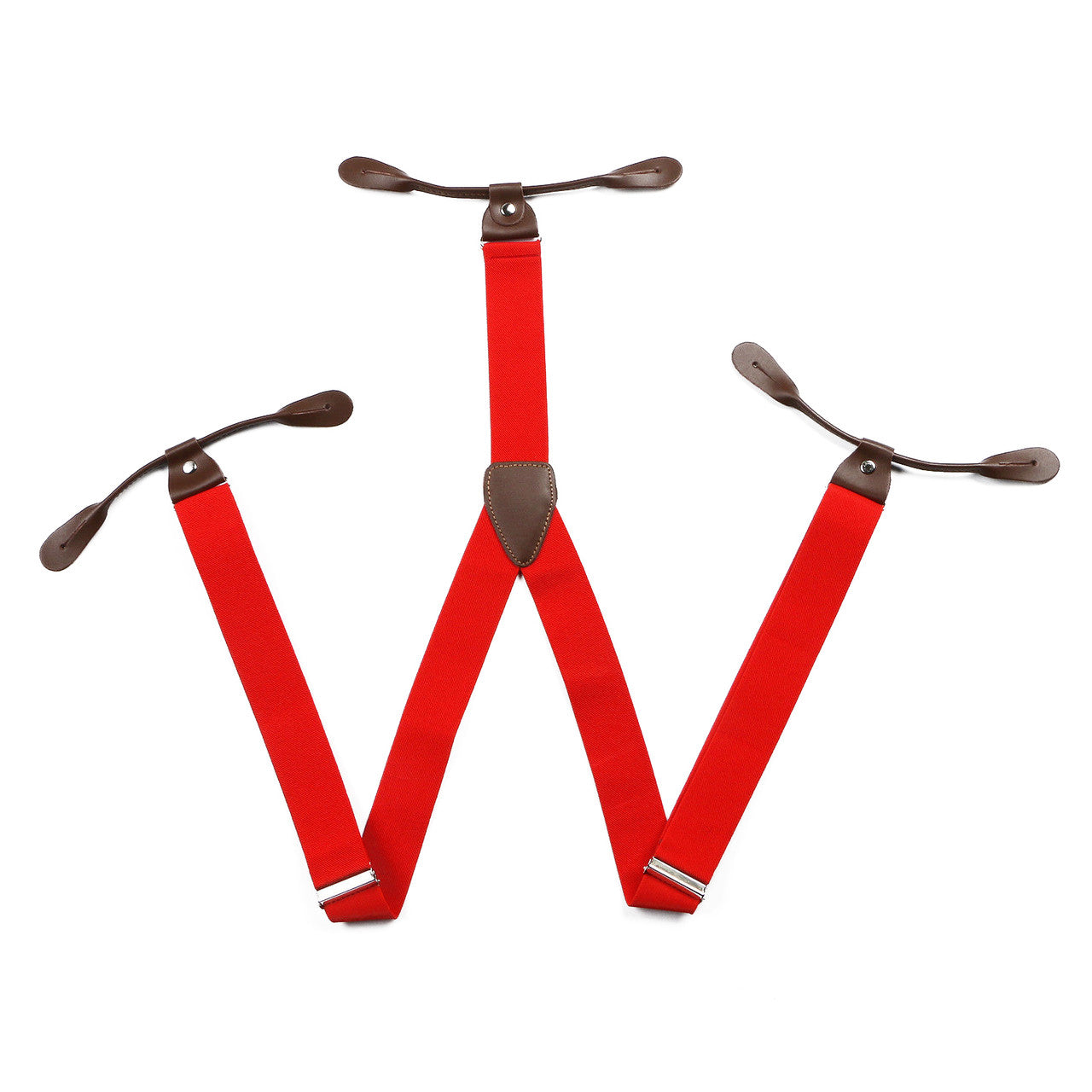Red and Brown Braces with Button Hole - 25mm