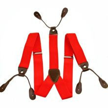 Red and Brown Braces with Button Hole - 25mm