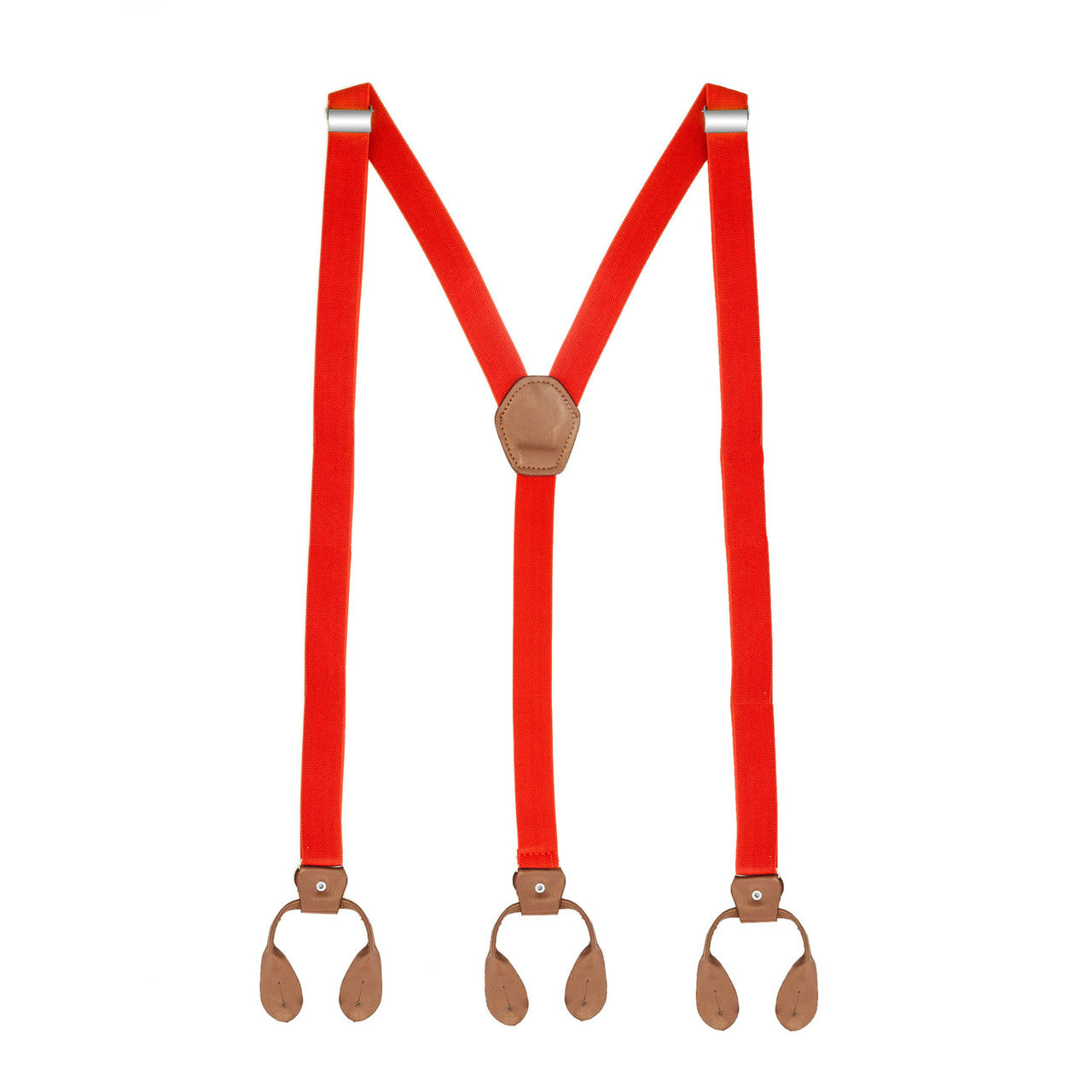 Red and Brown Braces with Button Hole - 25mm