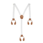 White and Brown Braces with Button Hole - 25mm