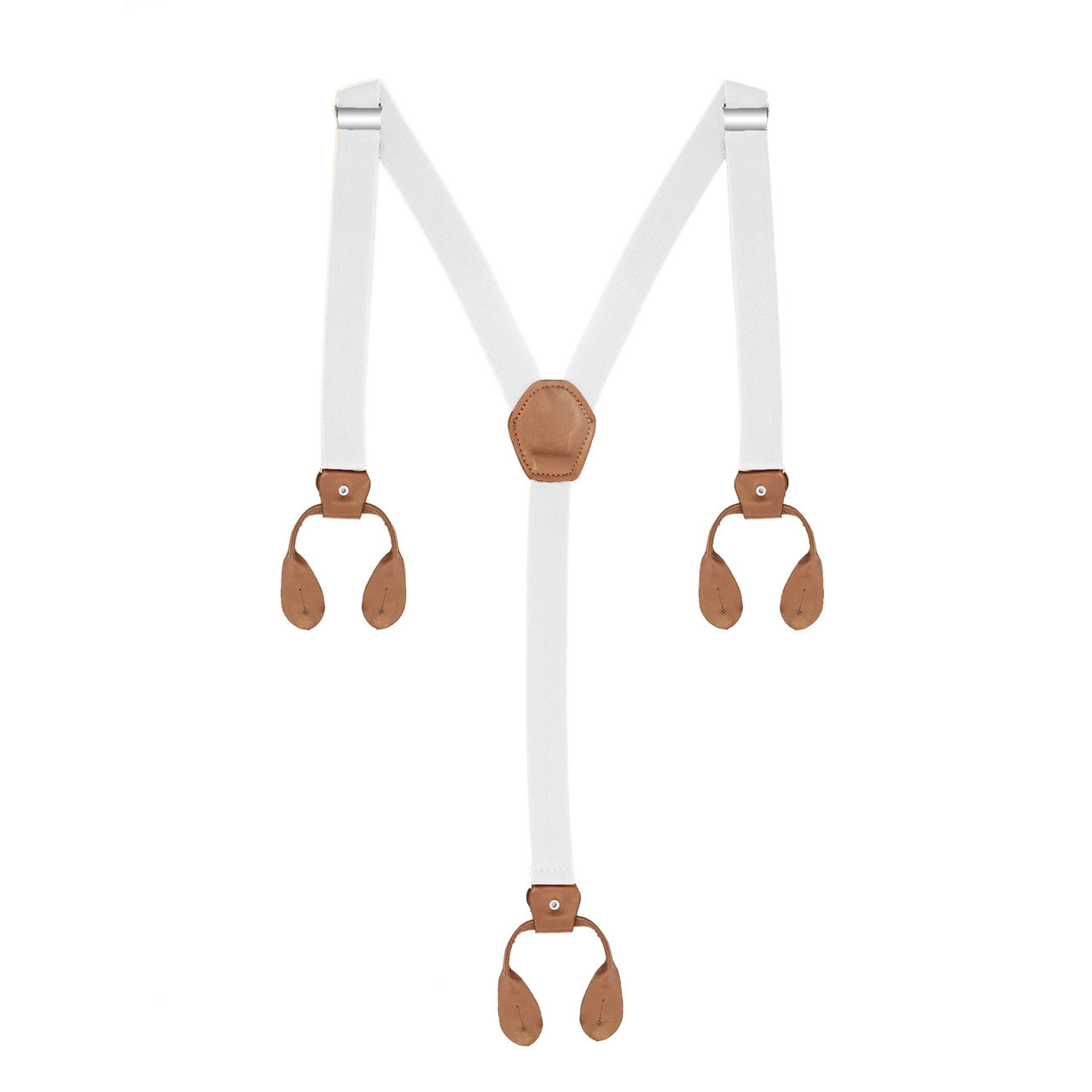 White and Brown Braces with Button Hole - 25mm