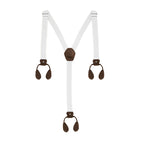 White and Brown Braces with Button Hole - 25mm