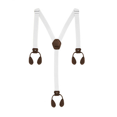 White and Brown Braces with Button Hole - 25mm