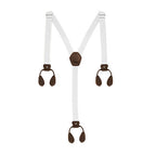 White and Brown Braces with Button Hole - 25mm