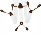 White and Brown Braces with Button Hole - 25mm