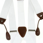 White and Brown Braces with Button Hole - 25mm