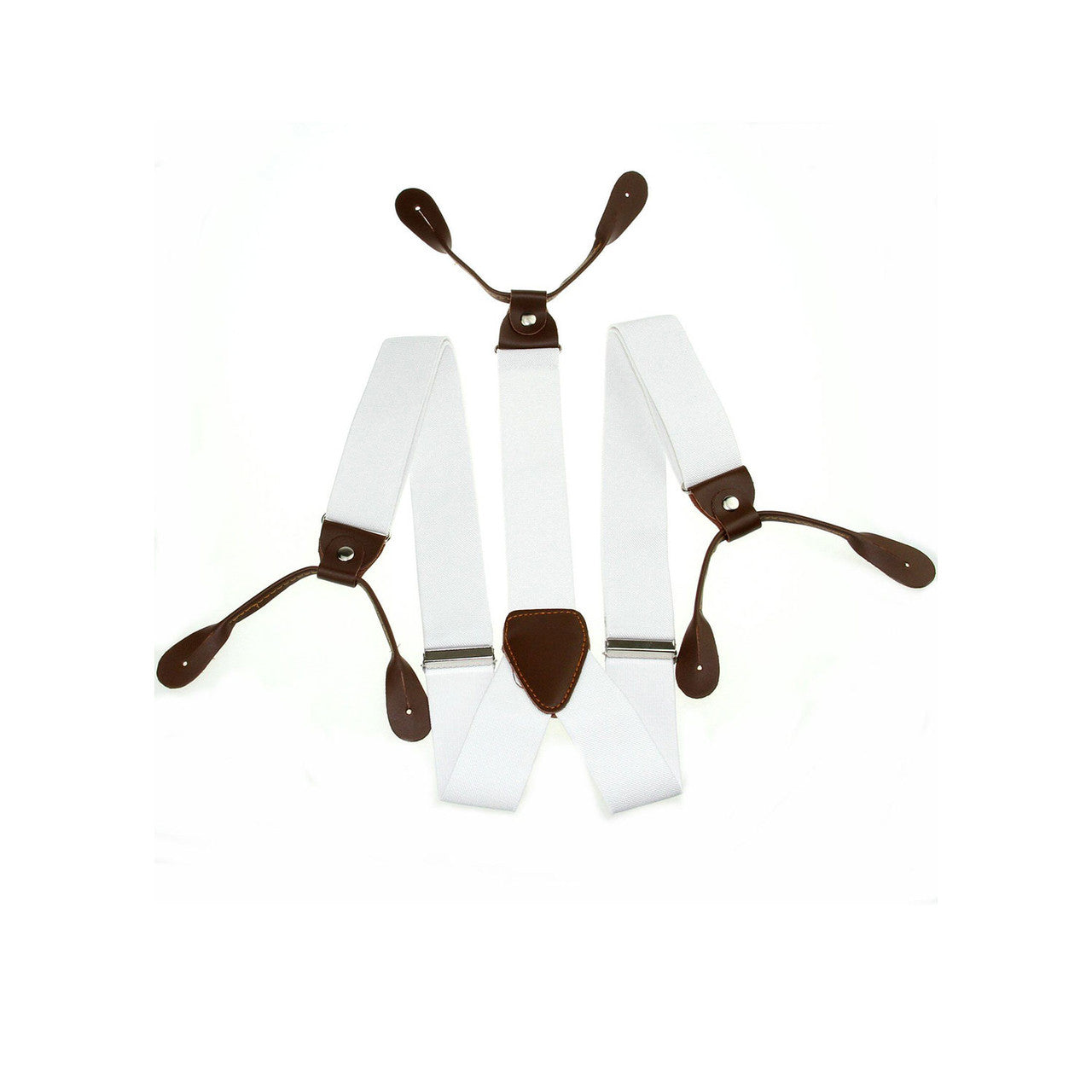 White and Brown Braces with Button Hole - 25mm