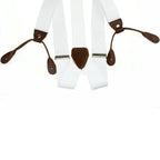 White and Brown Braces with Button Hole - 25mm