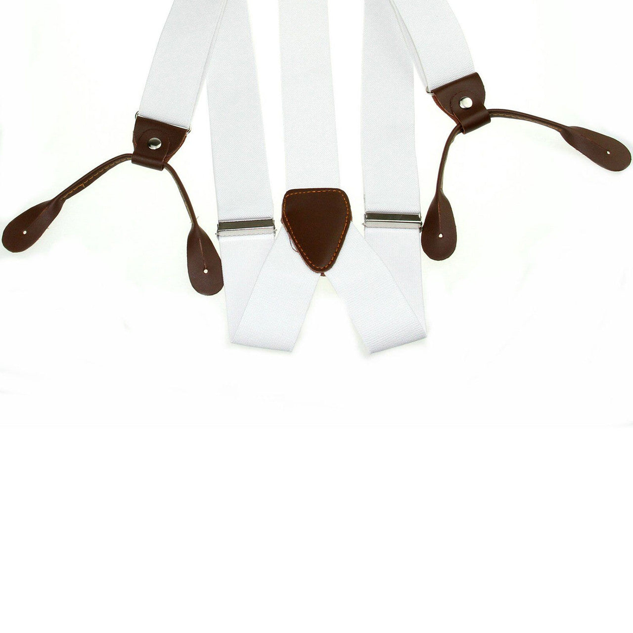 White and Brown Braces with Button Hole - 25mm