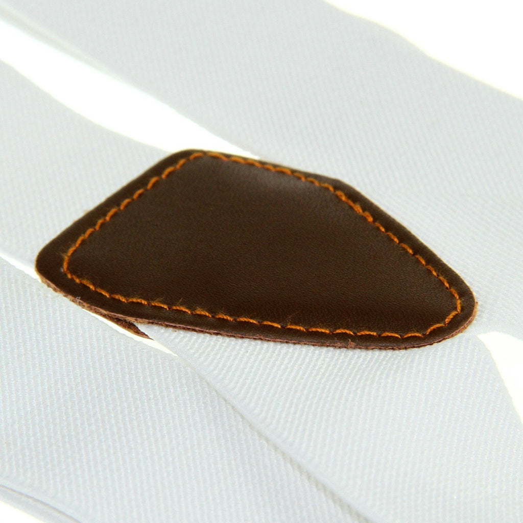 White and Brown Braces with Button Hole - 25mm
