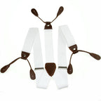 White and Brown Braces with Button Hole - 25mm
