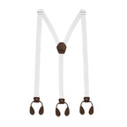White and Brown Braces with Button Hole - 25mm